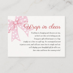 Roze Strik Meisje Baby Shower Wrap In Helder Informatiekaartje