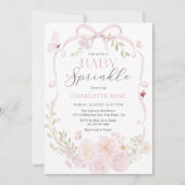 Roze Strik Meisje Baby Sprinkle Uitnodiging (Voorkant)