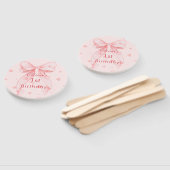 Roze Strik Meisje Eerste Verjaardag Handwaaier (Niet-gemonteerd)