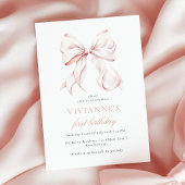 Roze Strik Meisje Eerste Verjaardag Kaart