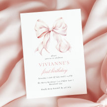 Roze Strik Meisje Eerste Verjaardag