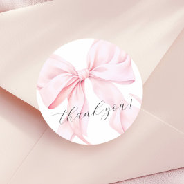 Roze Strik Meisje Eerste Verjaardag Ronde Sticker