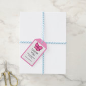 Roze Strik Meisje Kinderen 1e Verjaardag Cadeaulabel (Met Touw)
