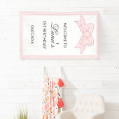 Roze Strik Meisje Kinderen 1e Verjaardag Spandoek (Insitu)
