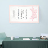 Roze Strik Meisje Kinderen 1e Verjaardag Spandoek (Beurs)