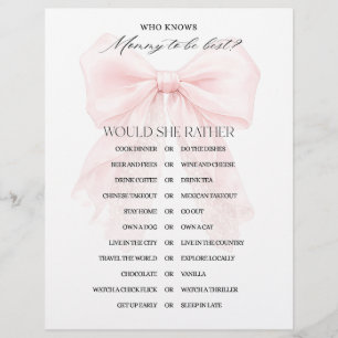 Roze Strik Meisje Moderne Baby Shower Spellen