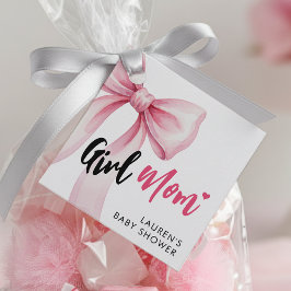 Roze Strik Meisje Moeder Lint Cute Baby Shower Bedankjes Labels