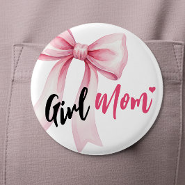 Roze Strik Meisje Moeder Lint Cute Baby Shower Ronde Button 5,7 Cm