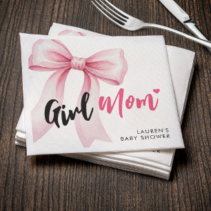 Roze Strik Meisje Moeder Lint Cute Baby Shower Servet