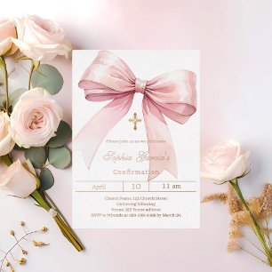 Roze strik meisje roze goud Bevestiging Folie Uitnodiging