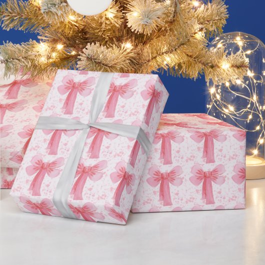 Roze Strik Meisje Verjaardag Cadeaupapier (Feestdagen)