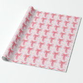 Roze Strik Meisje Verjaardag Cadeaupapier (Uitgerold)