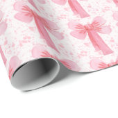 Roze Strik Meisje Verjaardag Cadeaupapier (Rol Hoek)