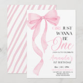 roze strik Meisje verjaardag Kaart (Voorkant / Achterkant)