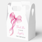 Roze strik meisjes 1e verjaardag dank je wel bedankdoosjes (Geopend)