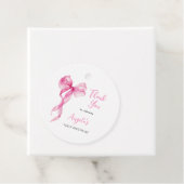 Roze strik meisjes 1e verjaardag dank je wel bedankjes labels (In situ)