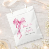 Roze strik meisjes 1e verjaardag dank je wel bedankzakje (Geknipt)