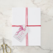 Roze strik meisjes 1e verjaardag dank je wel cadeaulabel (Met Touw)