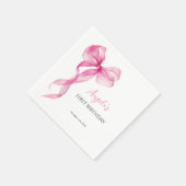 Roze strik meisjes 1e verjaardag servet (Hoek)