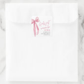 Roze Strik Meisjes Willen Maar Één 1e Verjaardag Vierkante Sticker (Tas)