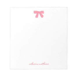 Roze Strik Meisjesachtig Chic Briefpapier Op Maat Notitieblok