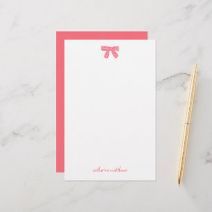 Roze Strik Meisjesachtig Chique Op Maat Gemaakte B Briefpapier