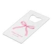 Roze Strik Meisjesachtige Esthetische Bachelorette Creditkaart Flessenopener (Achterkant Gekanteld)