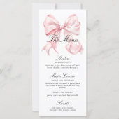 Roze Strik Menu Elegante Coquette Roze Strik Menu (Voorkant)