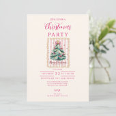 Roze Strik Merry Christmas Kaart (Staand voorkant)