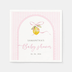 Roze strik met citroen en strikken babyshower voor servet