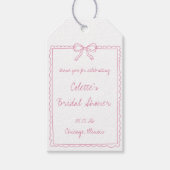 Roze Strik Met De Hand Getekende Trouwfeest Rand Cadeaulabel (Voorkant)