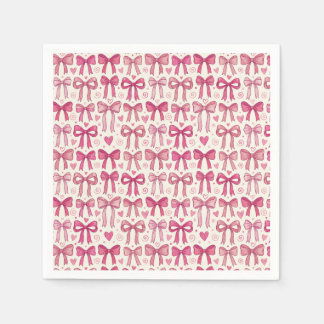 Roze Strik Met Hartjes En Krullen Patroon Servet