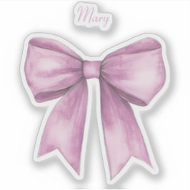 Roze strik met naam vinyl sticker