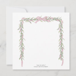 Roze strik met slinger envelop voering bedankkaart