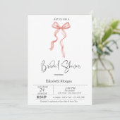 Roze Strik Met Stippen Bruidsdouche  Kaart (Staand voorkant)