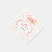 Roze Strik met Witte Stippen Bruiloft Servet (Hoek)