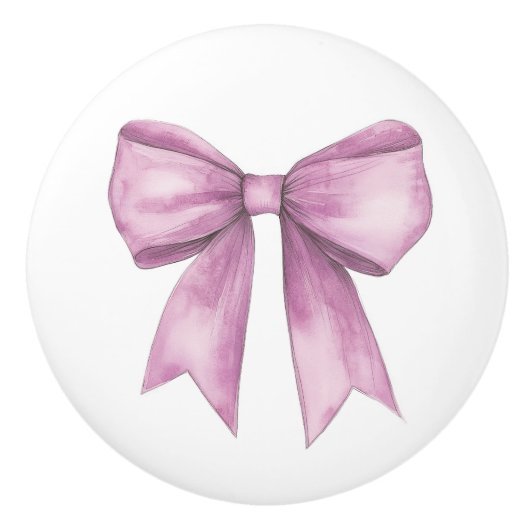 Roze Strik Meubelen Keramische Knop (Voorkant)