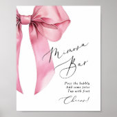Roze strik Mimosa bar Coquette Bruiloft Poster (Voorkant)