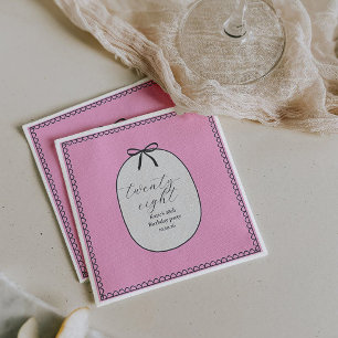 Roze Strik Minimaal Elegant 28e Verjaardagsfeest Servet