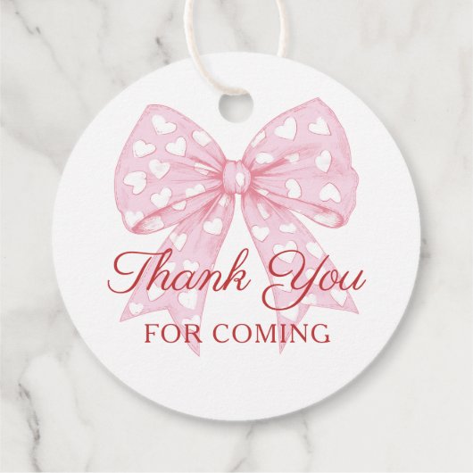Roze Strik Minnares Meisje Baby Shower Bedankjes Labels (Achterkant)