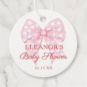 Roze Strik Minnares Meisje Baby Shower Bedankjes Labels (Voorkant)