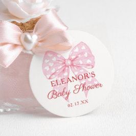 Roze Strik Minnares Meisje Baby Shower Bedankjes Labels