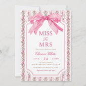 Roze strik Miss naar Mrs Vrijgezellenfeest Kaart (Voorkant)