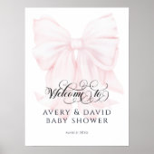 Roze Strik Moderne Elegante Baby Meisje Feest Poster (Voorkant)