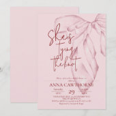 Roze Strik ⎮Moderne Elegante Bruiloft Feest Kaart (Voorkant / Achterkant)