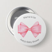Roze Strik Moderne Meisje Baby Shower Ronde Button 7,6 Cm (Voorkant /achterkant)