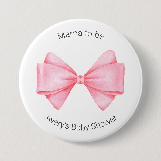 Roze Strik Moderne Meisje Baby Shower Ronde Button 7,6 Cm (Voorkant)