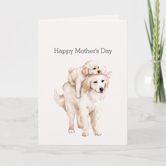 Roze Strik Moeder Moederdag Honden Kaart (Voorkant)