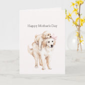 Roze Strik Moeder Moederdag Honden Kaart (Gele Bloem)