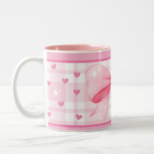 Roze Strik Mokk - Cute Esthetische Koffiekop Tweekleurige Koffiemok